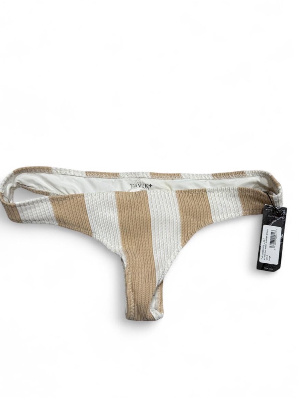Tavik Women’s Beige & White Ribbed Bikini Bottom